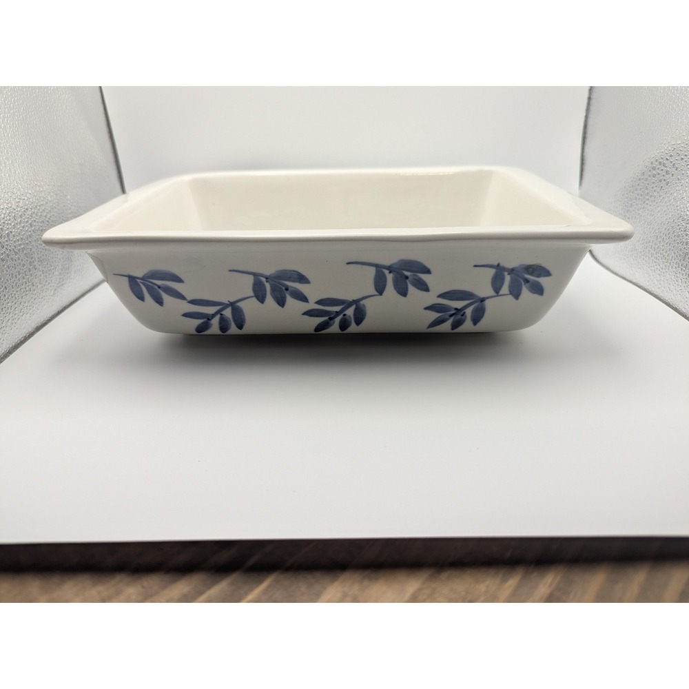 Vtg Tabletops Unlimited Over and Over Baking Dish Blue Leaf 10x7"‎ Casserole
